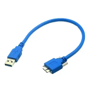 Azul USB 3,0 A tipo macho a Micro B macho extensión Cámara Cable USB3.0 AM/MicroB cable 1M 1,5 M 2M 3M con tornillos de bloqueo