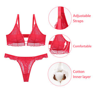 Set di Biancheria Intima Femminile Sexy in Spandex/Nylon, Elastico, Traspirante, Leggero, con Ricamo 3D in Pizzo, Ecologico - Product Image 4