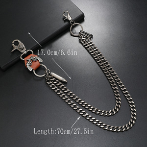 กระเป๋าใส่กางเกงสองชั้นสไตล์พังก์ทรงกะโหลกทำจากโลหะเงินโลโก้แบบออกแบบได้ตามต้องการ - Product Image 4