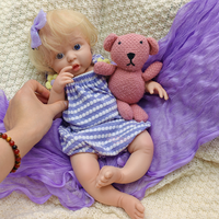 Exquisite Blonde Haarlose Silikon-Reborn-Babypuppen 17 Zoll mit offenem Mund Interaktive Anatomisch Korrekte Puppen-Spielzeuge