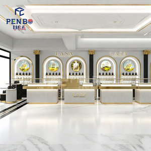 Luxury Perfume Display Showcase Black Gold Retail <b>Watch</b> Jewelry Perfume Store Fixture Design For Perfume Shop - Product Image 2