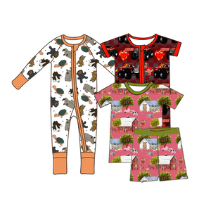 Romper Bambu Anak Motif Kotak-kotak dengan Ritsleting, Jumpsuit Piyama Bambu Anak, Pakaian Bambu - Product Image 3