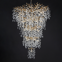 Villa de luxe française escalier salon chambre lustre en cristal plafonnier aluminium Restaurant lustre de raisin