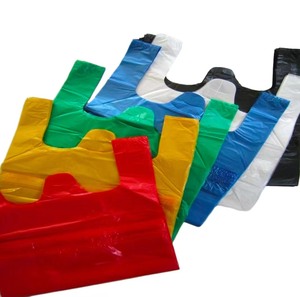 Sac de courses écologique jetable en plastique HDPE/LDPE, type t-shirt, avec soufflet latéral - Product Image 3