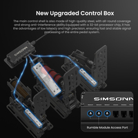 Joystick de Carreras SIMSONN, Simulador de Derrapes, Pedales Metálicos Plateados Plusx para PC, Conexión por Cable, Ecológico