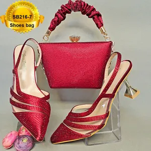 SB216女鞋配宝石漂亮鞋套高品质Pu材料意大利鞋袋套婚礼套装
