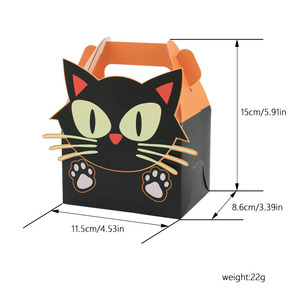 Scatole per dolcetti di Halloween, confezione da <span class=keywords><strong>4</strong></span>, simpatiche scatole regalo in carta a forma di mostro, mummia, strega e gatto per caramelle e biscotti - Product Image 5