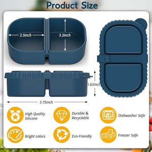 Silicone Double-Layer Disposable Lunch Box <b>Snack</b> and Sauce <b>Container</b> - Product Image 2