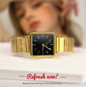 Elegante lujo mujer relojes de cuarzo Simple cuadrado plata oro Acero inoxidable Correa cuero aleación cristal moda mujer - Product Image 4