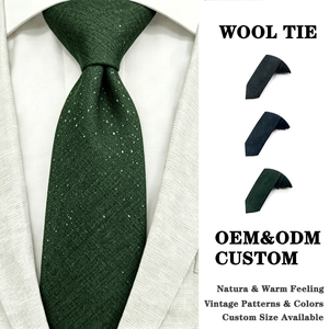 <span class=keywords><strong>Cravate</strong></span> en <span class=keywords><strong>laine</strong></span> tweed mouchetée vert foncé et noir, sur mesure, coupe slim, pour hommes d'affaires - Product Image 1