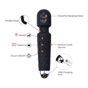 Baguette de <span class=keywords><strong>Massage</strong></span> Corporel Personnelle en Silicone pour Hommes et Femmes, 8 Vitesses et 20 Motifs, pour Épaules et Cou - Product Image 2