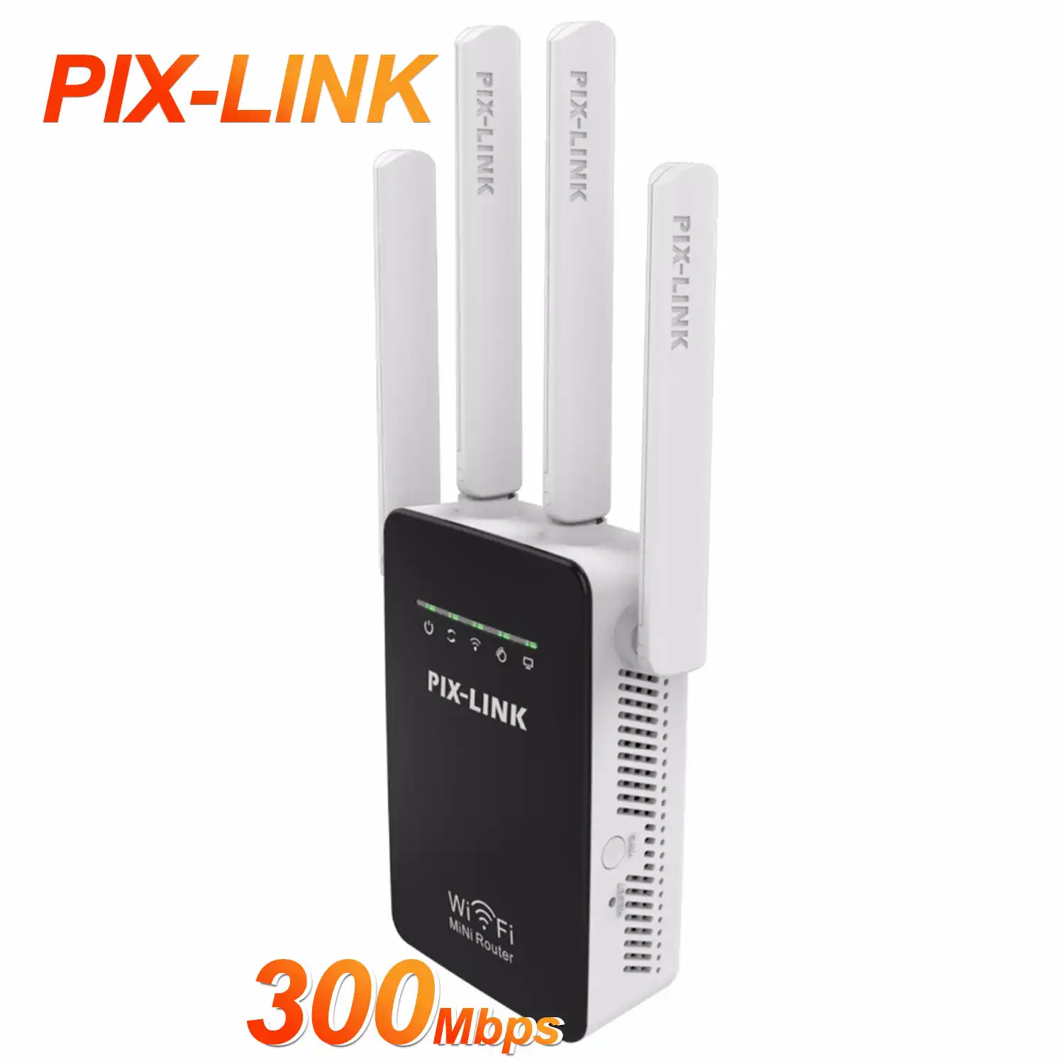 Pix-link 300mbps 2 portas wan lan, amplificador de sinal sem fio, wi-fi, repetidor, roteador