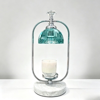 Lampe chauffe-bougie de luxe en cristal K9 multicolore à intensité variable, base en marbre, cadre métallique, pour fondre la cire, décoration maison, mariage, Noël, cadeau