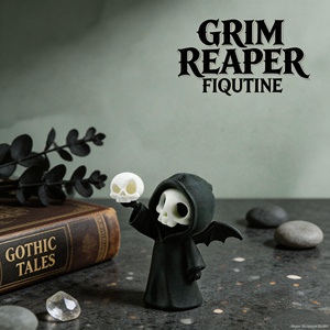 Figura Decorativa de Escritorio Gótica de Halloween, Impresa en 3D, con Diseño de Grim Reaper Leyendo - Product Image 4