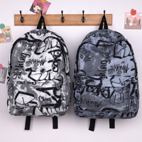 Sac à dos unisexe tendance grande capacité imperméable pour voyage et école, style graffiti japonais décontracté et artistique