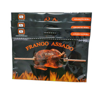 Sachet d'emballage alimentaire pour poulet, à fond plat, avec fermeture éclair, poignée de transport et fenêtre transparente, personnalisable par impression héliogravure