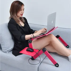 Adjustable Laptop Meja Tempat Tidur Portabel Lap Meja Lipat Kaki Sarapan Tray untuk Makan Komputer Notebook Berdiri dengan Mouse P