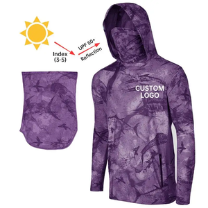 Sublimation Custom Quick Dry UPF 50+ Uv <strong>Hoodie</strong> Sun Protective Hooded Fishing <strong>T</strong> <strong>Shirt</strong> - Product Image 5