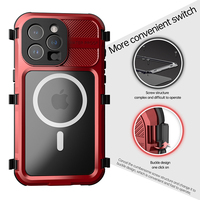Shellbox Heavy Duty Protection Complète Antichoc IP68 Étanche Magnétique En Alliage D'aluminium IP15 Pro Max Téléphone Cas