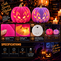 Beflocktes LED-Halloween-Kürbislicht mit Katzengesicht-Design, Batteriebetrieben, für Innen- und Außendekoration, OEM ODM Anpassbar
