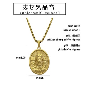 yunnique Round Titanium Steel Religious Jesus Pendant Stainless Steel Necklace Gold <b>Cross</b> Design Hip Hop Jewelry - Product Image 2