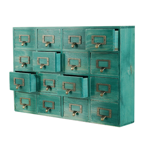 Farmhouse Home Decor Wooden DIY Apothecary Jewelry Craft Supplies Desktop 16 Drawers Storage Organizer Cabinet