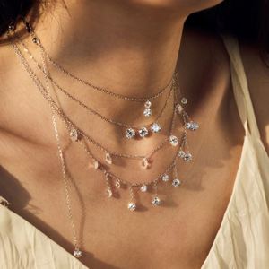 ผู้จัดจำหน่ายเครื่องประดับดีแลม สร้อยคอแบบโซ่เคลือบทองคำขาว 14K ไม่หมอง ขนาด 4 มม. 5 มม. 6 มม. ประดับด้วยวงกลมเซอร์โคเนีย 5A พร้อมพู่ห้อย - Product Image 2