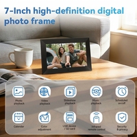 Cadre photo numérique Wi-Fi de 7 pouces en ABS transparent avec vidéo, batterie rechargeable, rotation automatique, logo personnalisé, cadeau