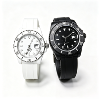 Montre de plongée personnalisable en fibre de carbone forgée de 40 mm avec mouvement automatique, bracelet en caoutchouc, verre saphir, disponible en 2 couleurs