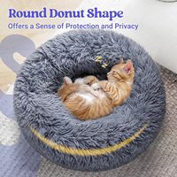 Lits apaisants pour chats d'intérieur, doux et chauds, en fausse fourrure moelleuse, avec rebord surélevé et base antidérapante