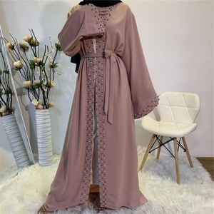 1838 #   Mode islamique pour femmes, robe kimono en perles, robe modeste, cardigan long élégant, vêtements musulmans, abaya à ouverture frontale - Product Image 4