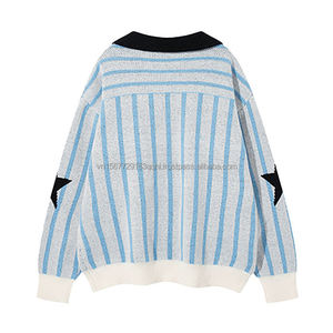 Maillot de football décontracté pour femme en jacquard numérique à rayures vintage, 100 % polyester, coupe ample, style rétro, avec numéro tricoté - Product Image 2