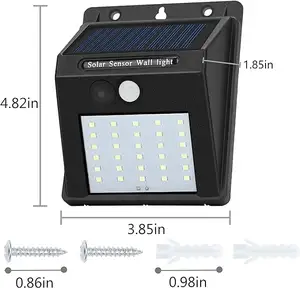 Zonne-Sensorverlichting Buiten 30 Led Waterdichte Beveiliging Zonne-Bewegingssensor Wandlampen Voor Omheining Patio Dek Tuin Tuin