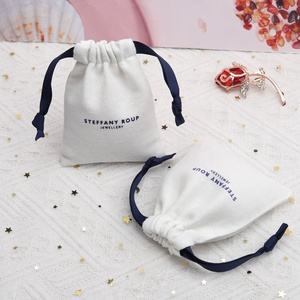 Eco-Friendly <b>Small</b> <b>White</b> Cotton Canvas Jewelry Pouch Custom Logo Printing Comb Perfume Cosmetic Packing Gift Cotton Dust <b>Bag</b> - Product Image 1