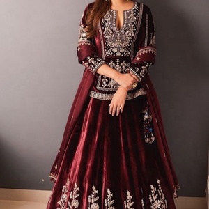 Robe de mariée mi-longue, magnifique tenue de mariée, kti avec Lehenga, perles en verre de cristal incrustées, travail en pierre, pour mariage, 2020 - Product Image 1