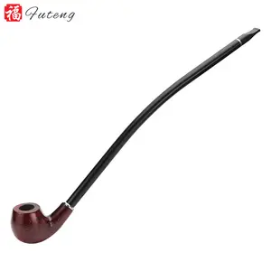Futeng – Pipe à tabac classique à longue tige, Sculpture en bois pour hommes et femmes, 40cm avec boîte cadeau, Pipe à fumer fantaisie