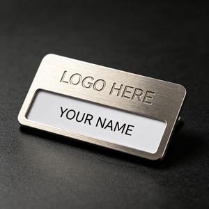 Placa de Identificación de Metal en Blanco de Acero Inoxidable Antioxidante para Sublimación, Botón Personalizable con Nombre, Etiqueta de Metal Grabable para el Lugar de Trabajo - Product Image 2