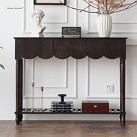 Console d'entrée vintage américaine incurvée en bois massif, meuble de rangement mural pour hall d'entrée, table longue pour couloirs