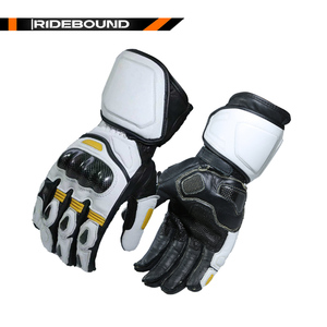 Guanti da Moto in Vera Pelle di Qualità Deluxe, Grado Racing, Protezione Nocche in Fibra di Carbonio, Antiurto e Anticaduta - Product Image 2