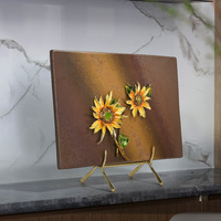 Tableau mural moderne en métal motif tournesol de luxe Evelyn de haute qualité pour décoration de bureau, idée cadeau