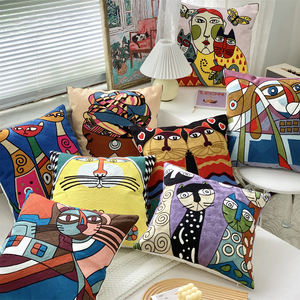 कस्टम बिल्ली तकिया कवर कला सजावट तकिया पैकिंग कवर कढ़ाई थ्रो तकिया कवर - Product Image 1