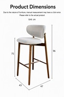 Tabouret de bar en bois de frêne massif, tissu rembourré de qualité supérieure, tabouret haut en bois dur naturel, chaise de comptoir pour boutique de bijoux