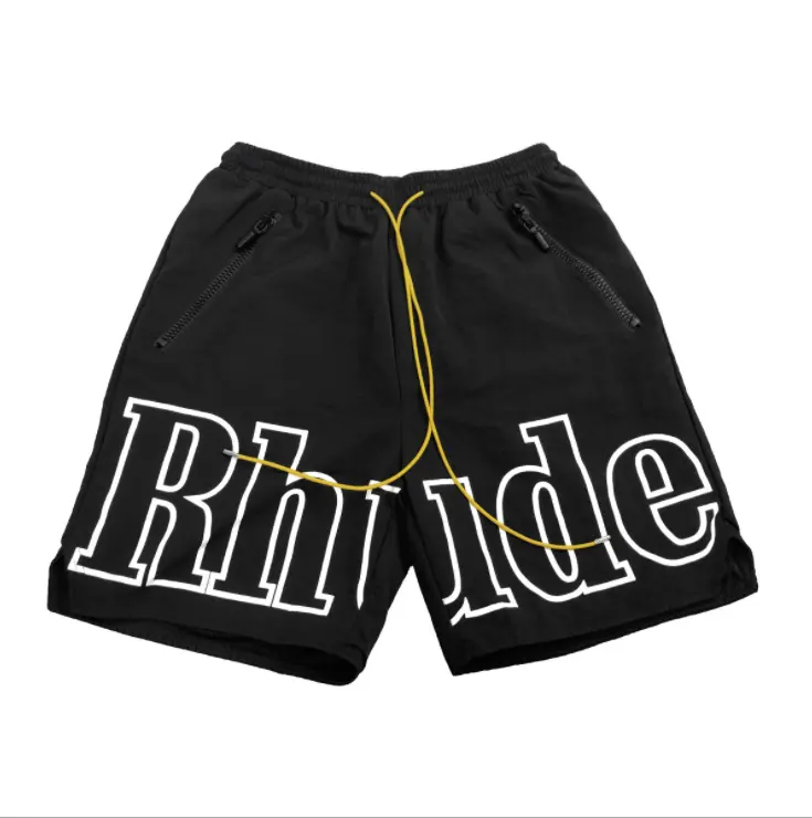 Summer Men's shorts Custom Logo Shorts Grey 3M Reflective-Coated Pill Zip Short Pull Rope Sports Hip Mens Rhude Shorts