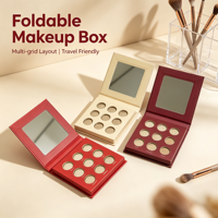 Boîte de palette de maquillage personnalisée écologique avec miroir intégré, compartiments multiples, emballage en carton pour fards à paupières et cosmétiques