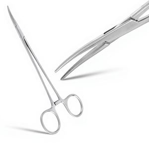 Pinza Hemostática Curva de Acero Inoxidable Micro Halsted con 1x2 Dientes, Instrumento Quirúrgico Dental Manual - Product Image 1