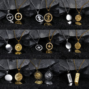 Collar Impermeable con Cruz de Crucifijo Exquisito Bañado en Oro de 18k, Collar de Moda con Brújula y Cruz en Cadena de Cuerda de Acero Inoxidable - Product Image 3