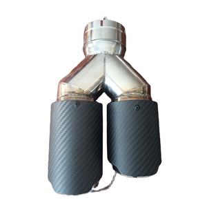 Doppie punte di scarico sfalsate a parete singola 304 fibra di carbonio per ID: 2.5 - Product Image 1