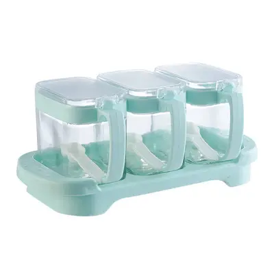 뚜껑과 숟가락 주방 조미료 항아리 향신료 용기 유리 용기 냄비 조미료 상자 소금 용기 설탕 그릇