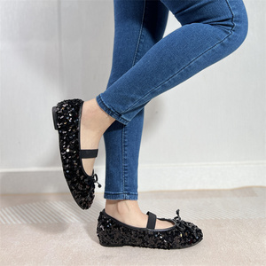 Ballerine con Punta Tonda Scintillante Scarpe Basse da Donna con Fiocco Design Elegante e <span class=keywords><strong>Chic</strong></span> Ispirato al Balletto - Product Image 3