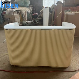 Modern Luxury Hotel Small Size <b>100CM</b> 120CM 150CM 160CM Reception <b>Desk</b> Checkout Counter Solid Wood Table for Beauty Salon - Product Image 5